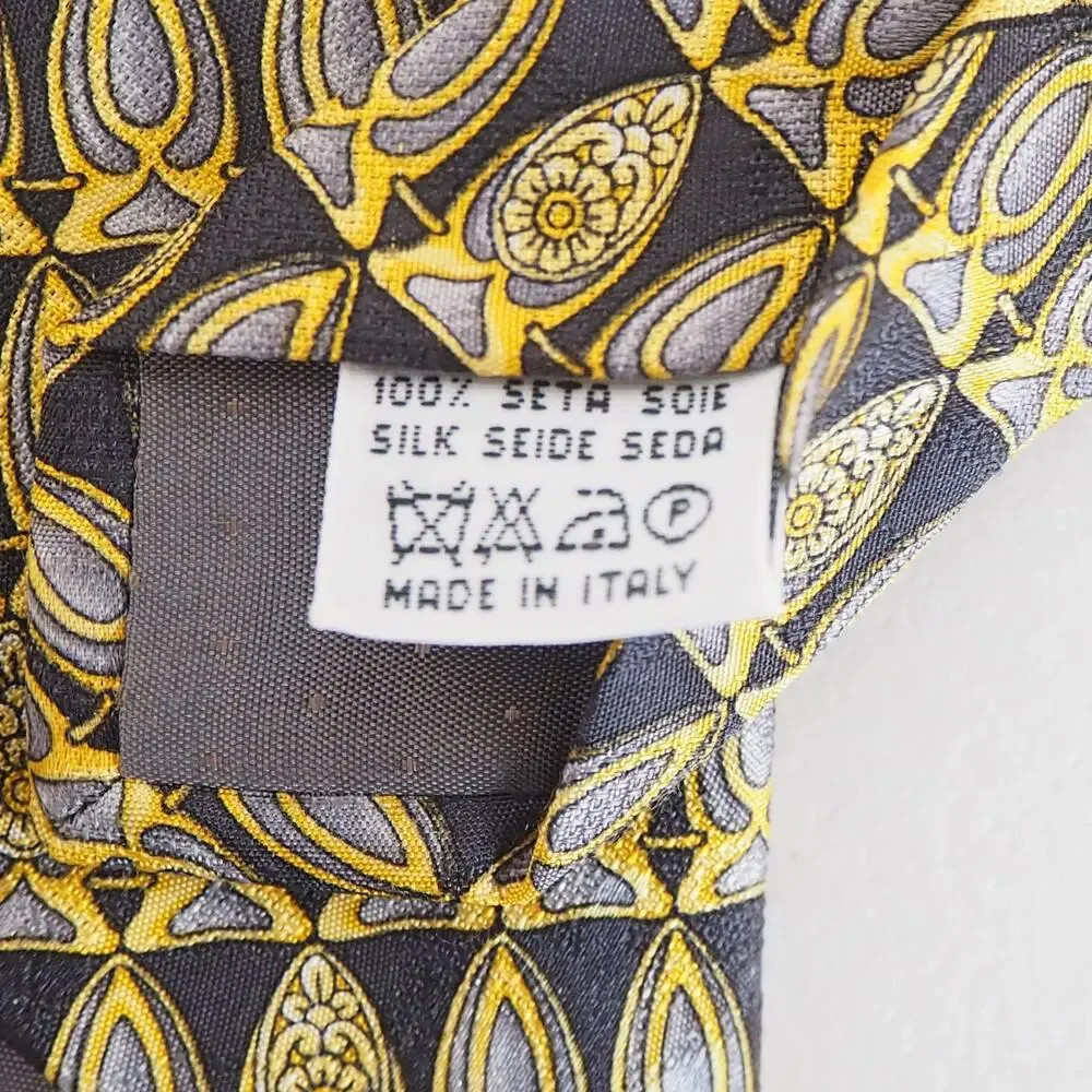 Valentino‎ Cravatte Necktie 100% Silk Gold Tie Handmade in Italy